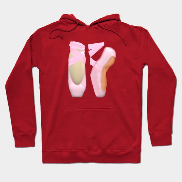 Ballerina Toe Shoes (Pink Background) Hoodie by Art By LM Designs 
